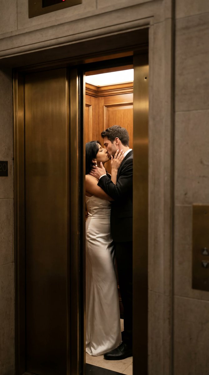 Cinematic Photoreal Elevator Kiss Scene — example 1