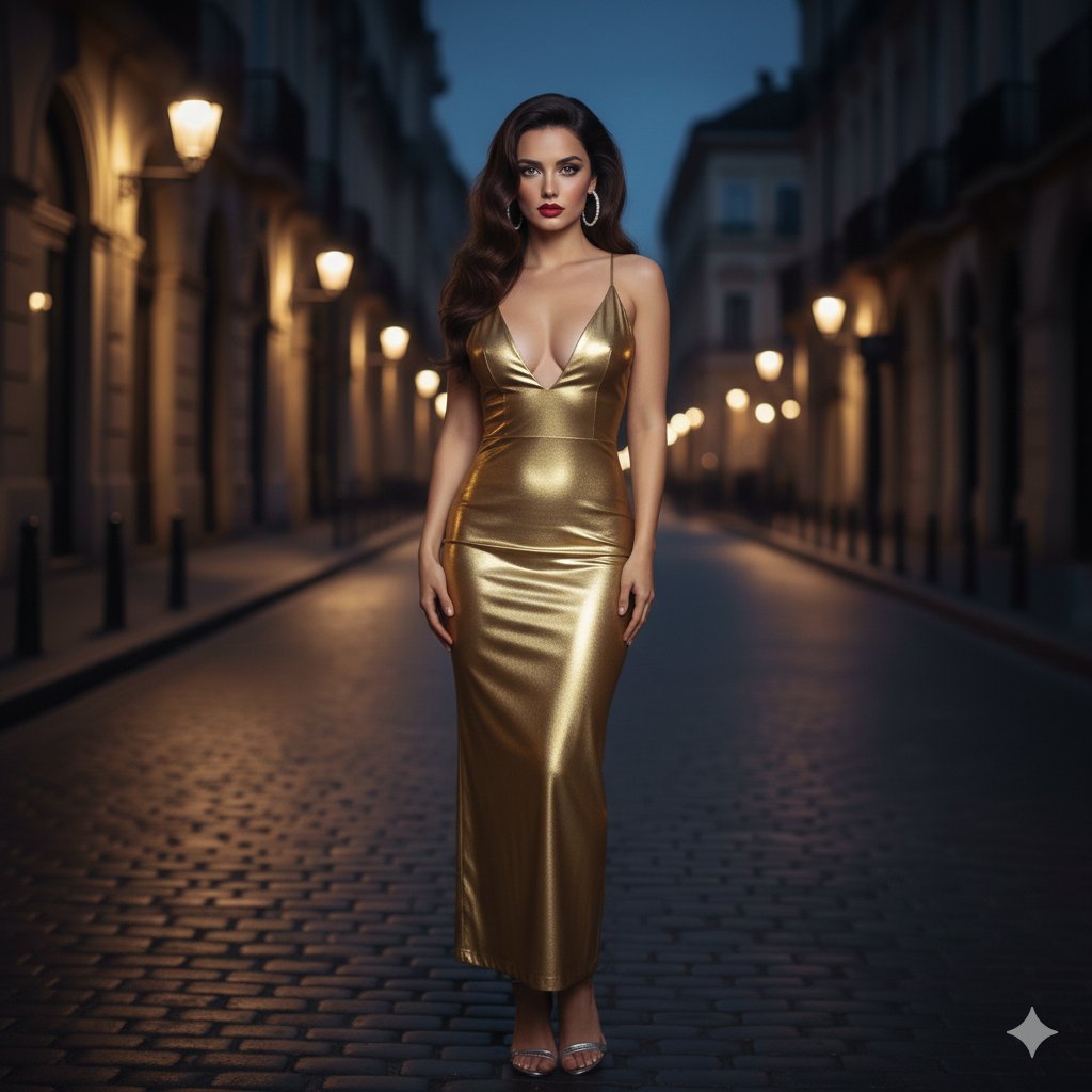 Cinematic Night Portrait in European Street — example 2