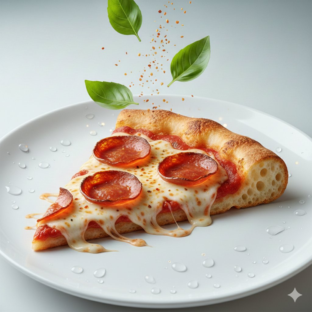 Deconstructed Floating Pizza Still Life Prompt — example 2