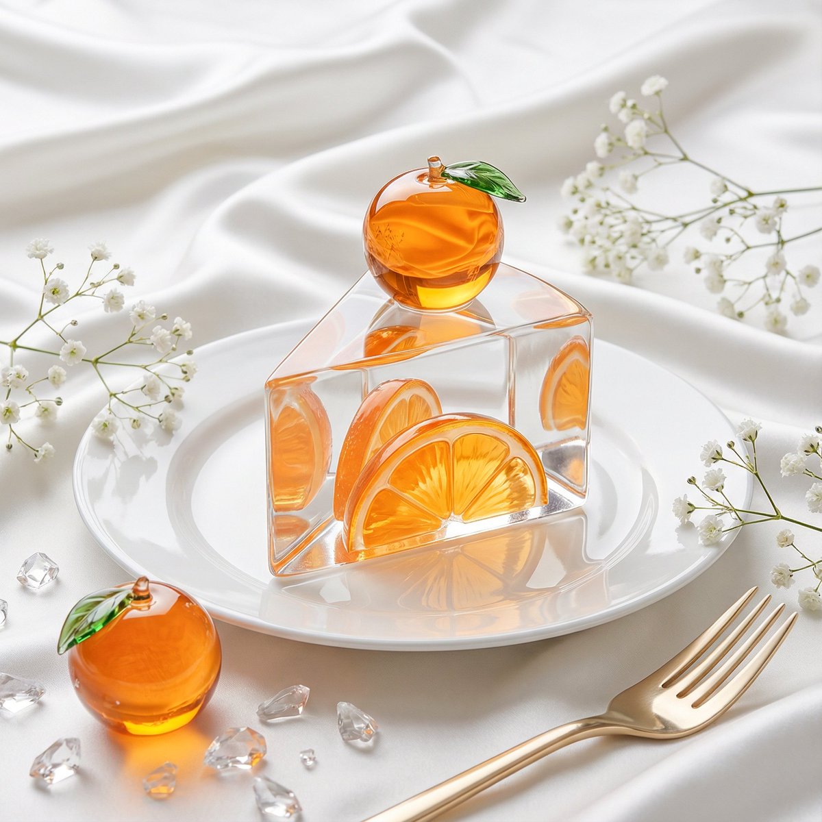 Glass Dessert Art Still Life Prompt (Fruit Crystal Cake) — example 3