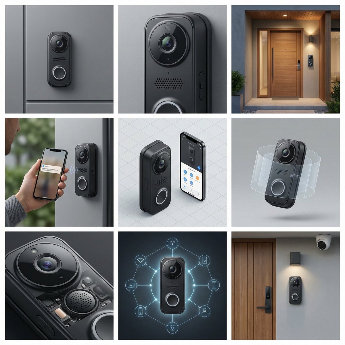 Smart Doorbell Product Visualization Collage Prompt — example 1