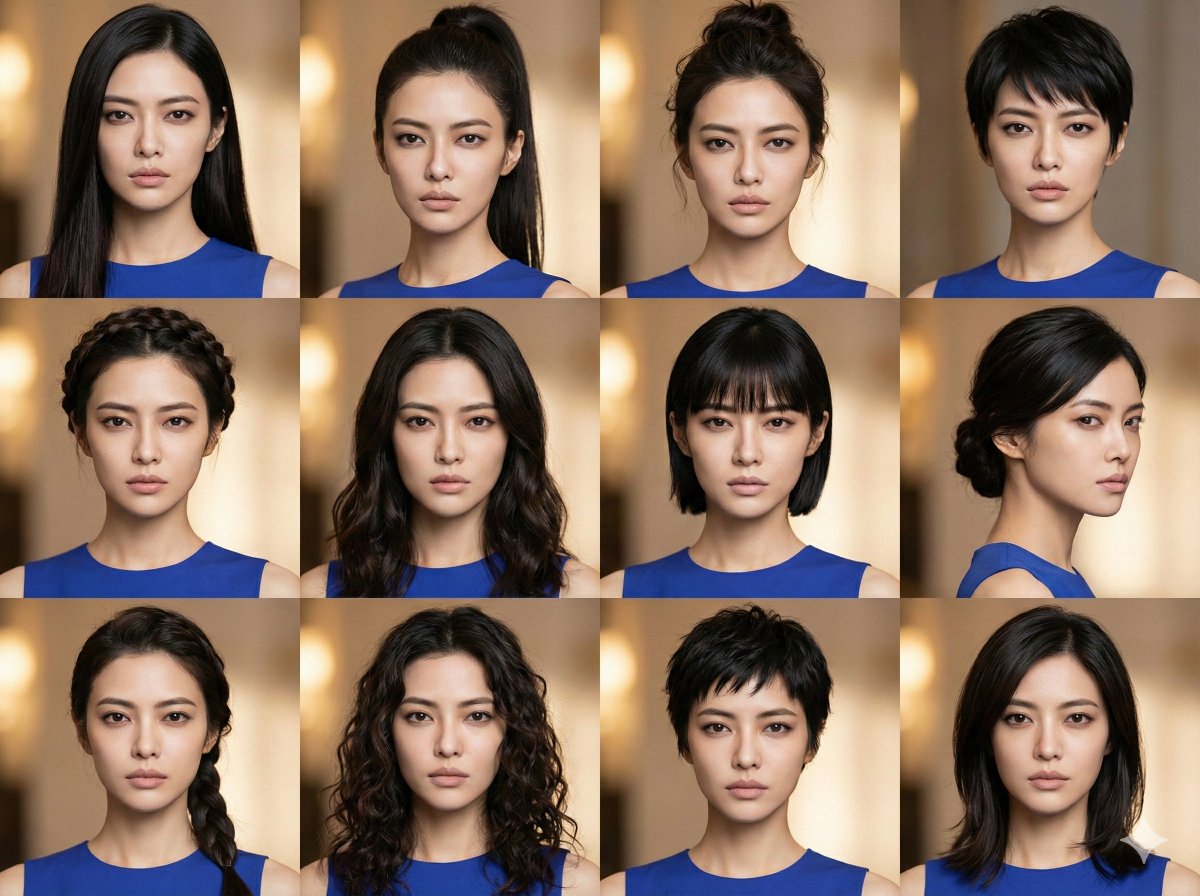 Female Hairstyle Collage for New Year Look — example 1