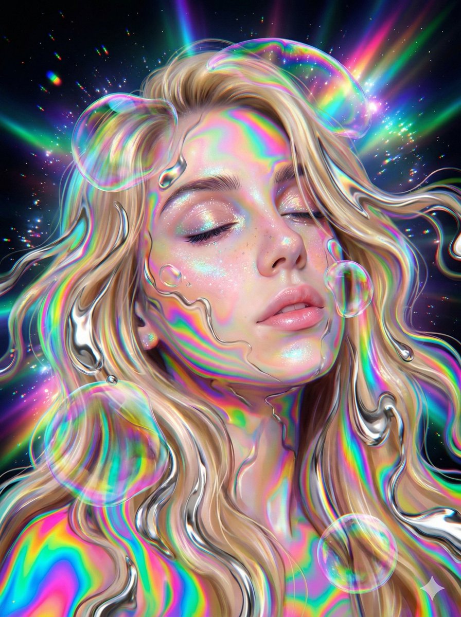 Surreal Psychedelic Iridescent Portrait — example 1