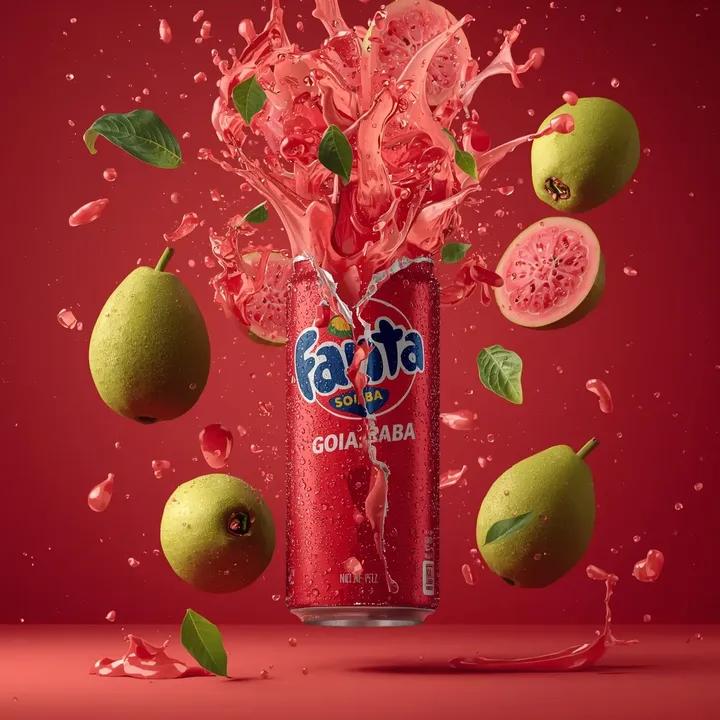Exploding Fanta Goiaba Soda Can Product Shot — example 3
