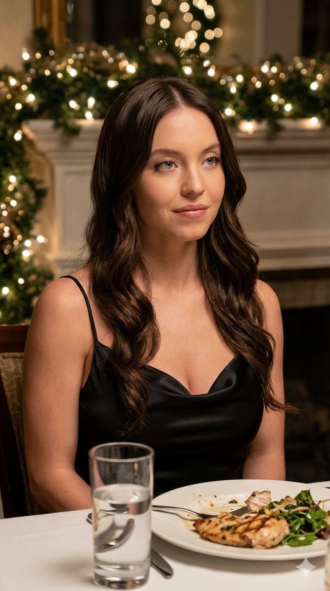 Romantic Dinner Date Portrait in Black Satin Dress — example 3