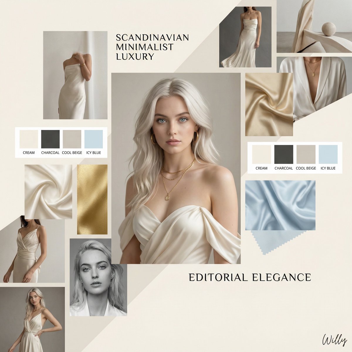 Luxury Fashion Portrait with Mood Board Layout — example 1