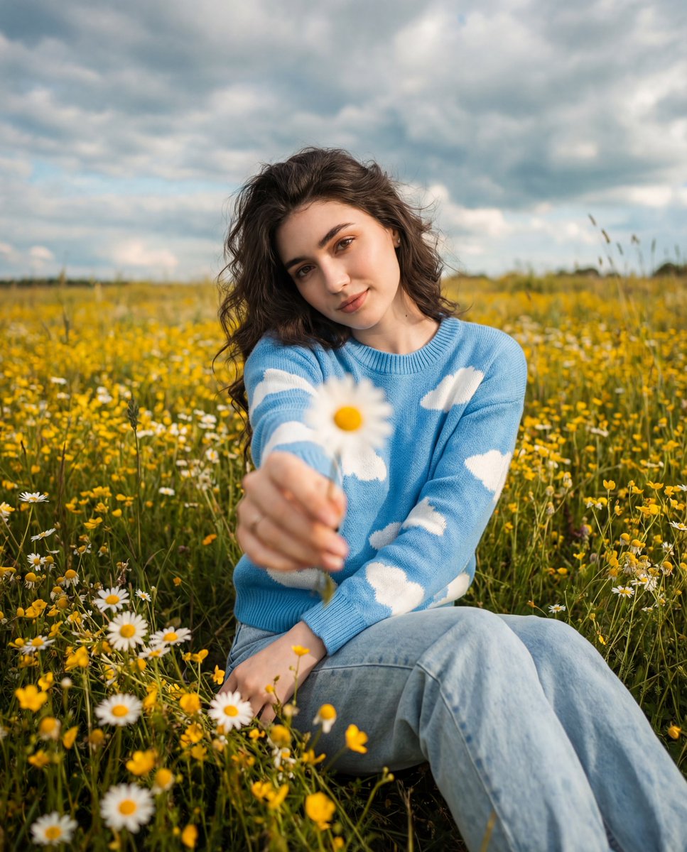 Cinematic Portrait in a Wildflower Field — example 1
