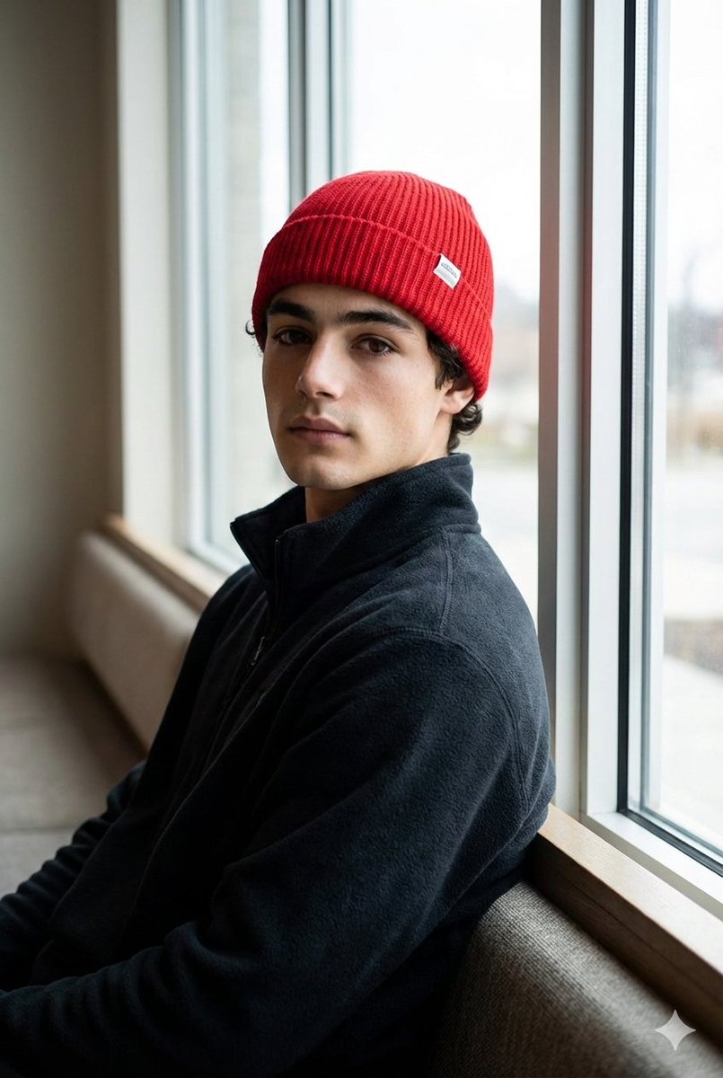 Portrait with Red Knit Cap Prompt — example 1