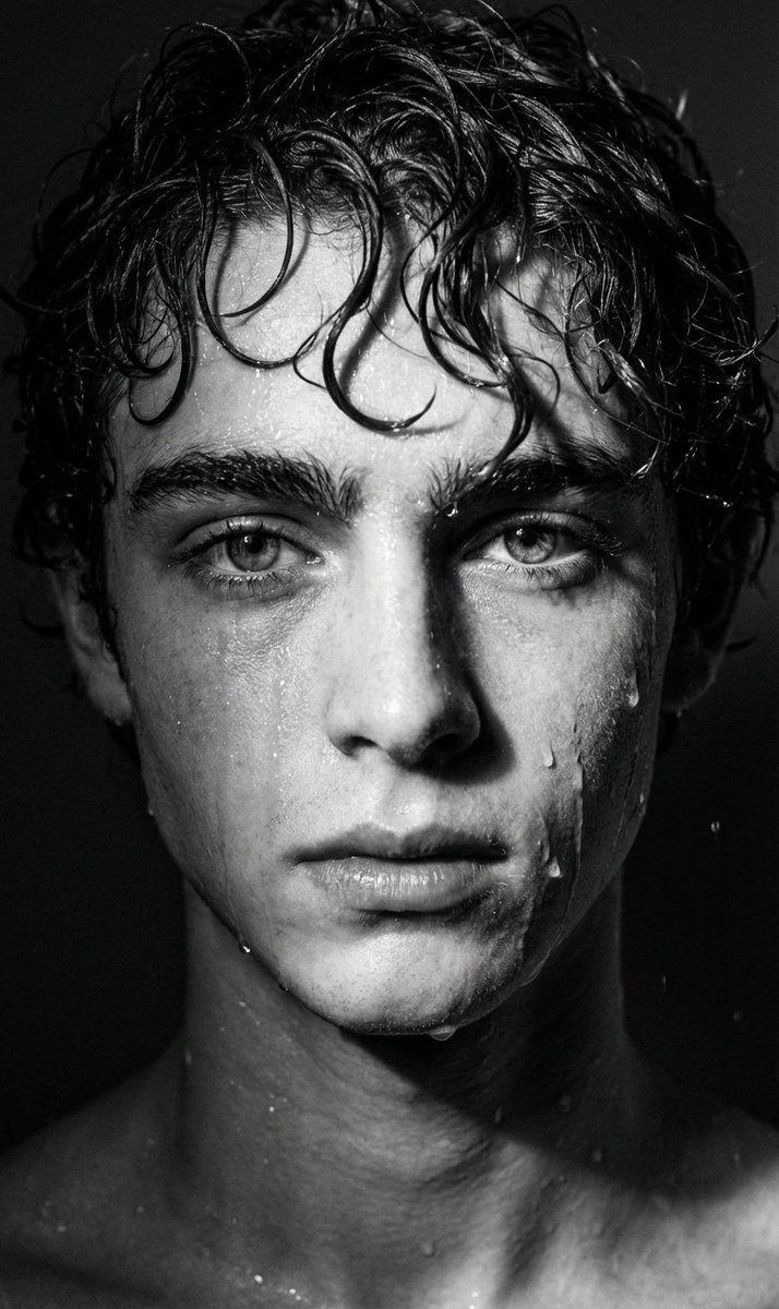 Dramatic Black and White Wet Portrait Prompt — example 1