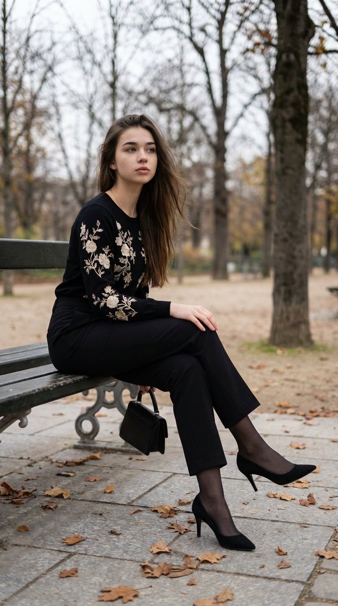 Editorial Parisian Elegance Park Scene Prompt — example 1