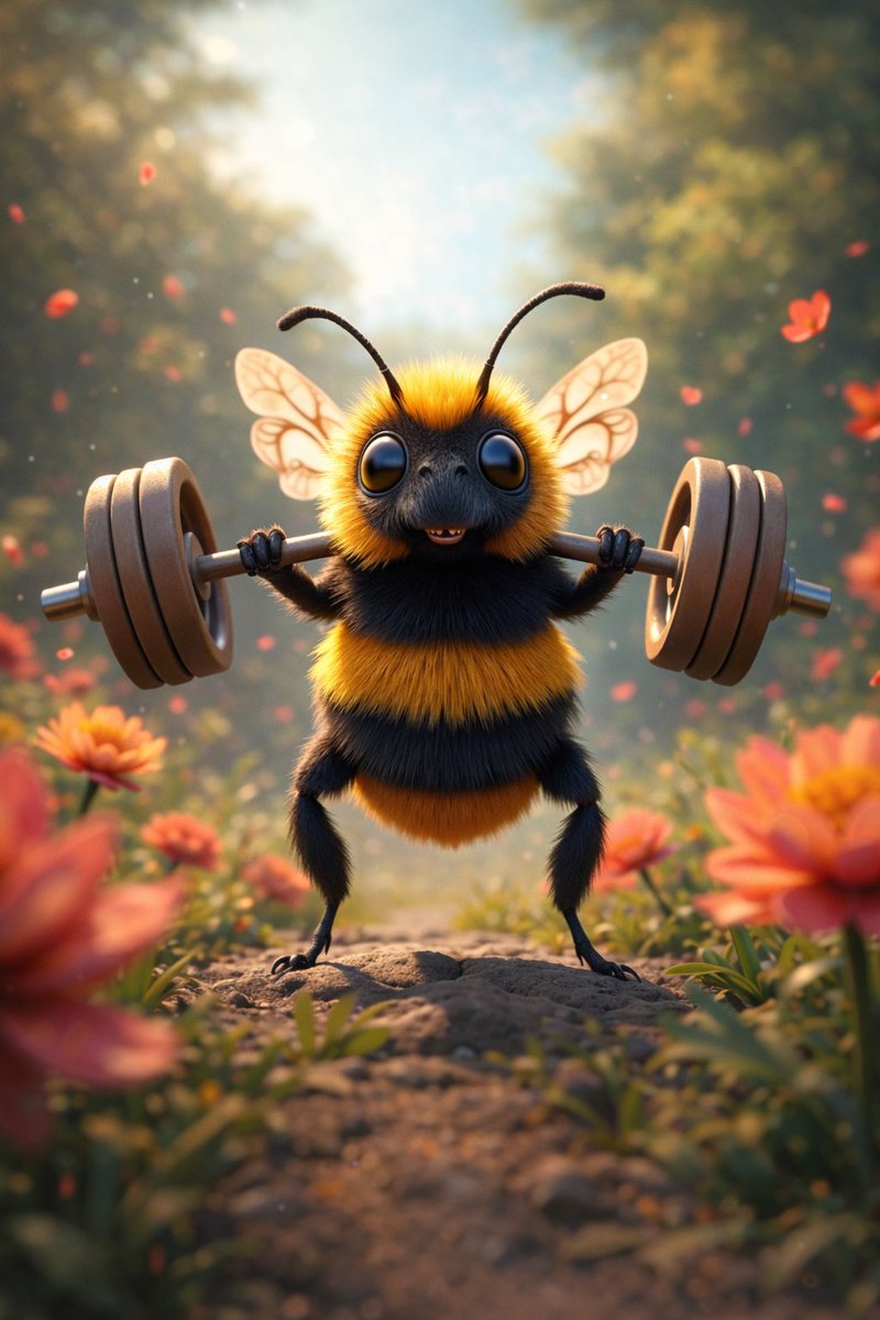8K 3D Illustration of Anthropomorphic Bees (Gym and Relaxing) — example 1