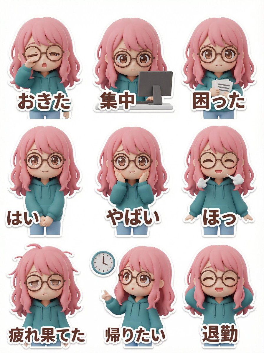 LINE Sticker Generation Prompt (3D Clay Style) — example 1