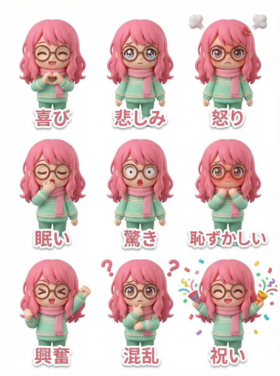 LINE Sticker Generation Prompt (3D Clay Style) — example 2