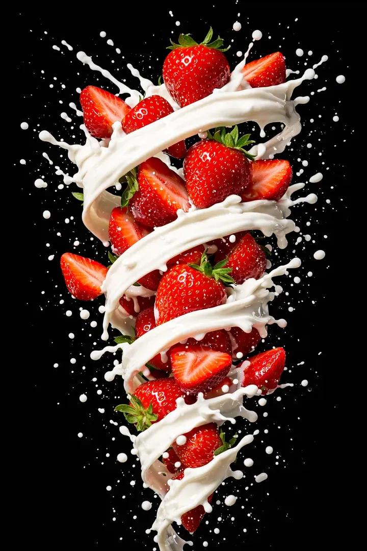 Hyper-realistic High-Speed Strawberry Milk Splash Photography — example 1