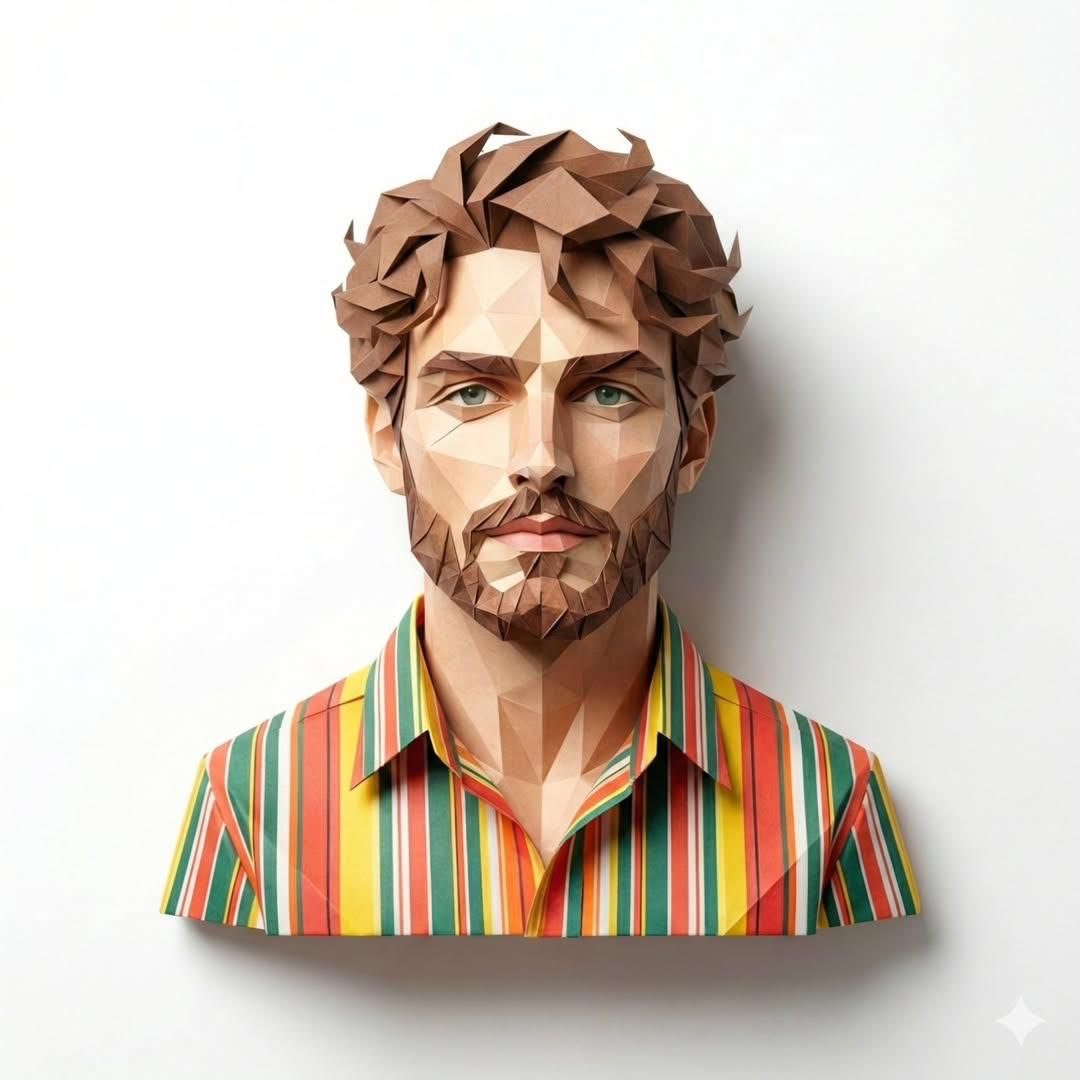 3D Paper-Craft Portrait with Low-Poly Aesthetic — example 2