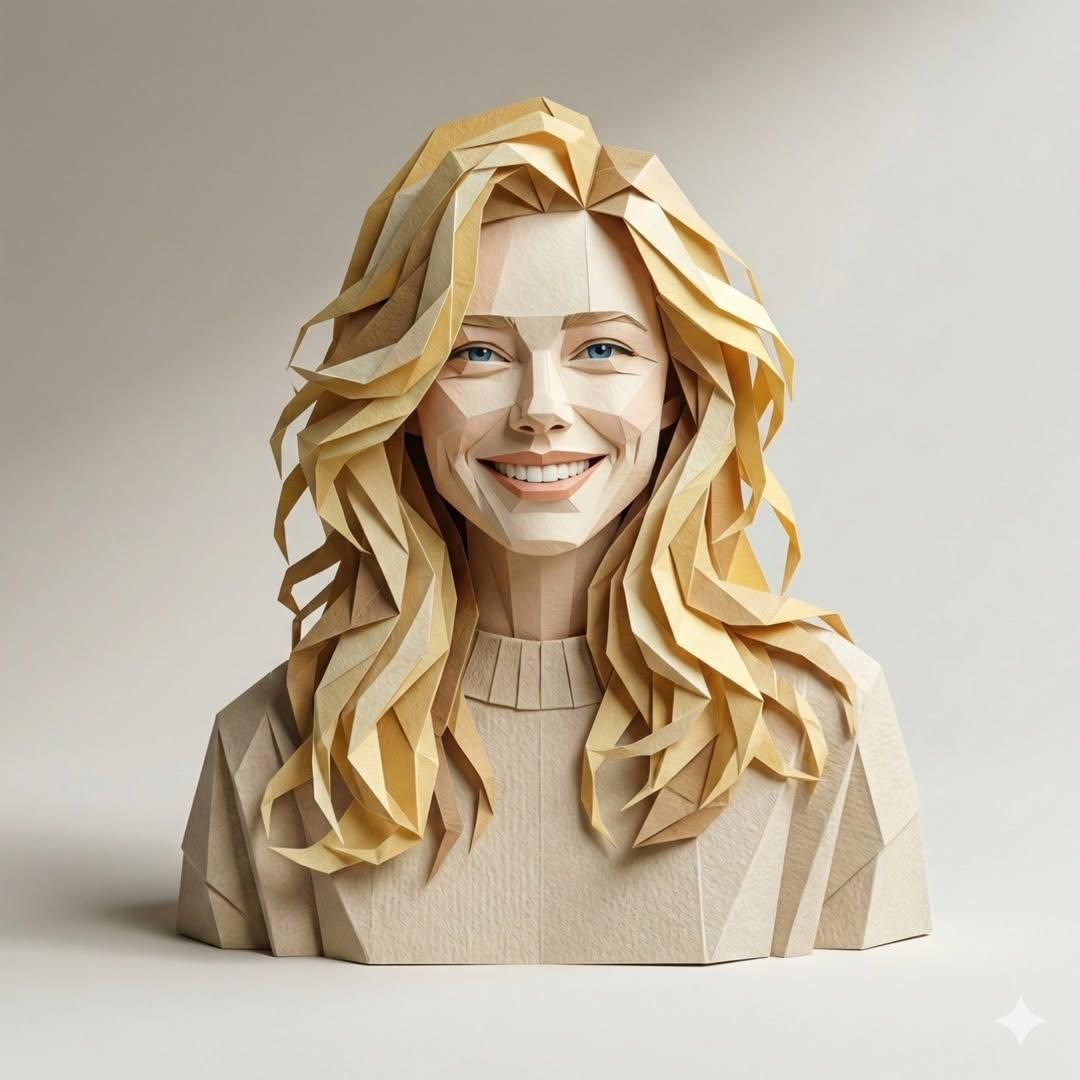 3D Paper-Craft Portrait with Low-Poly Aesthetic — example 3