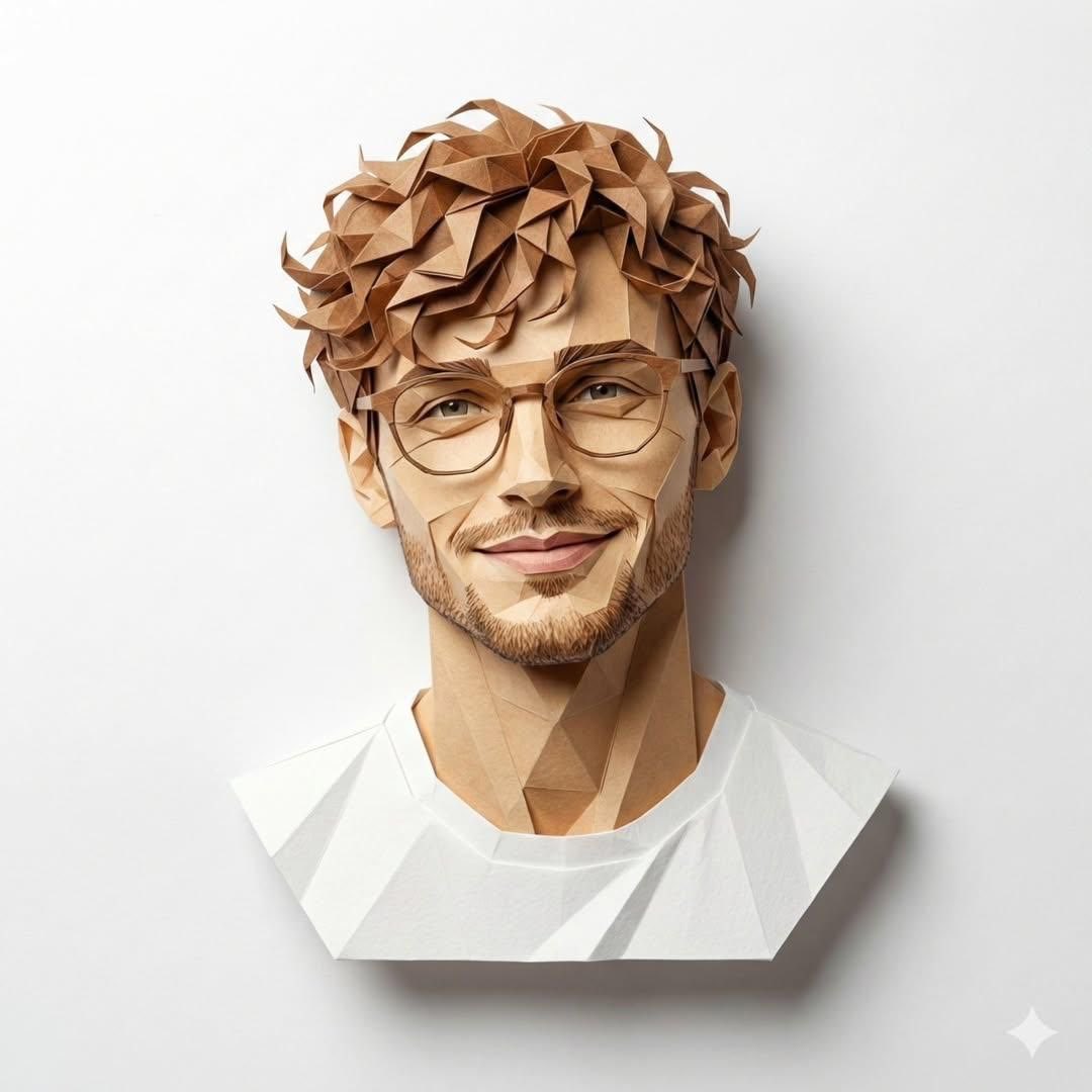3D Paper-Craft Portrait with Low-Poly Aesthetic — example 4