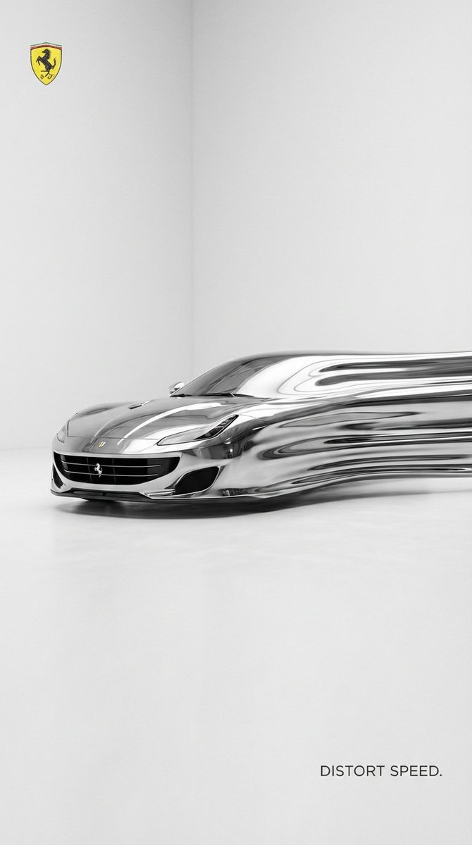 Surreal Minimalist Ferrari Print Ad — example 2
