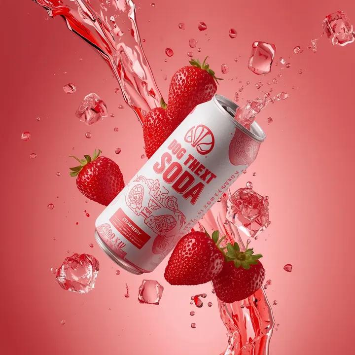 Hyper-photorealistic soda can product advertisement prompt — example 2