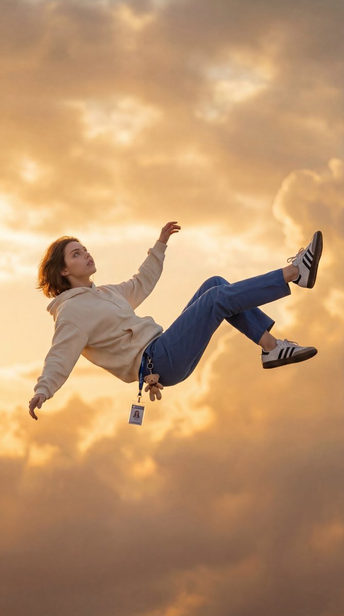 Cinematic Falling Girl Shot Prompt — example 2