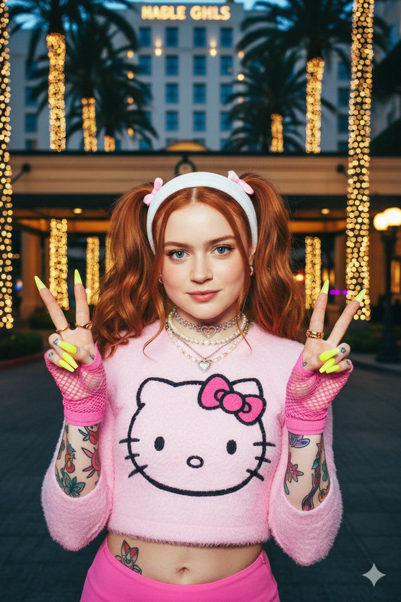 Y2K Bimbo Aesthetic Portrait Generation Prompt for Sadie Sink — example 1