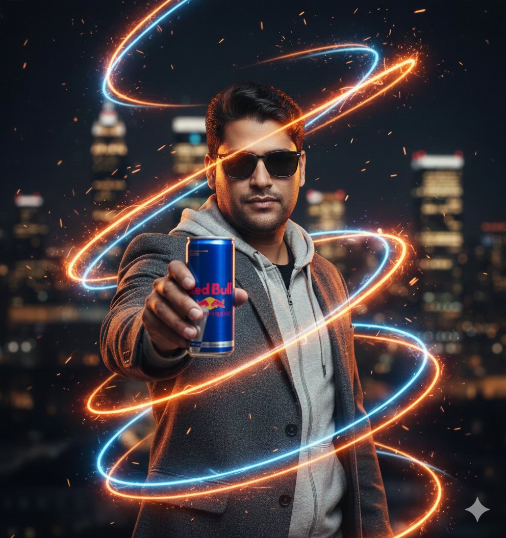 Commercial Energy Drink Photography Prompt with Neon Effects — example 2