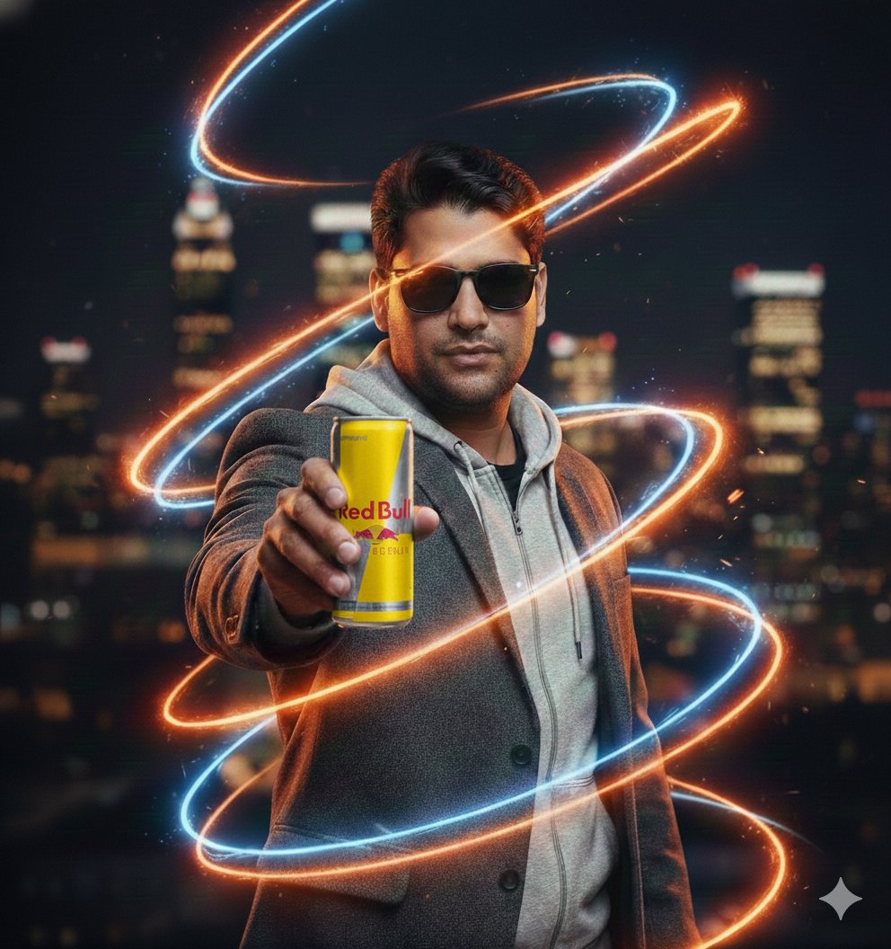 Commercial Energy Drink Photography Prompt with Neon Effects — example 3