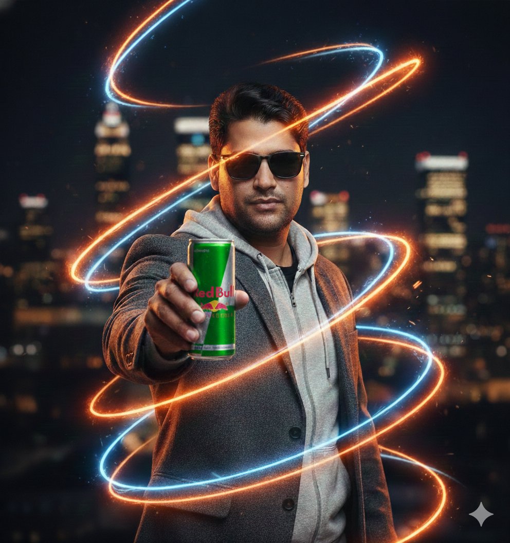 Commercial Energy Drink Photography Prompt with Neon Effects — example 4
