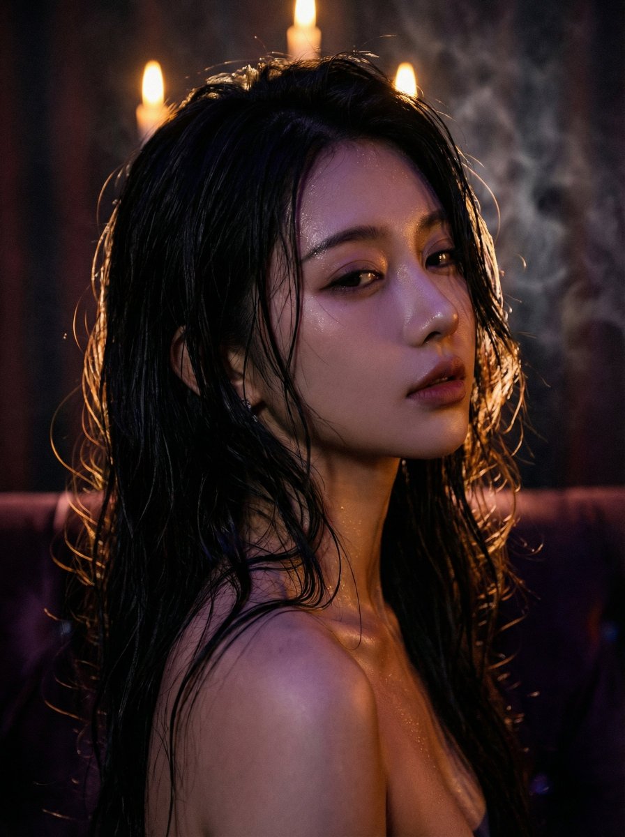 JSON Prompt for Sultry Dual-View Cinematic Portrait — example 1