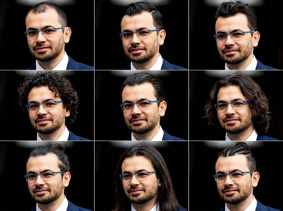 3x3 Hair Style Idea Grid Generation Prompt — example 1