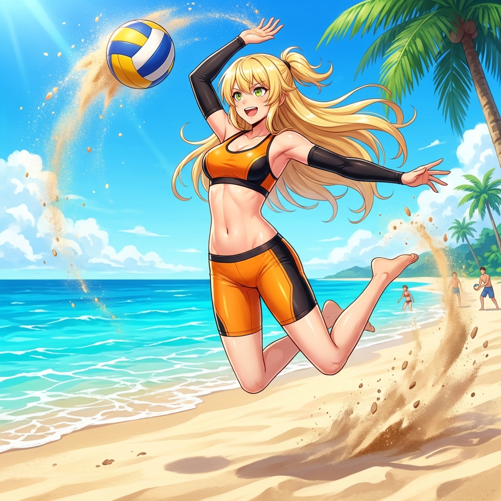 Prompt for Converting Subject into a Beach Volleyball Player — example 1