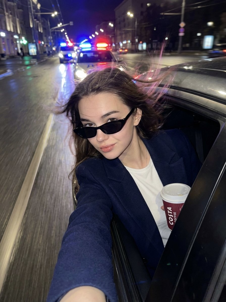Cinematic Night Street Selfie Prompt with Identity Lock — example 1