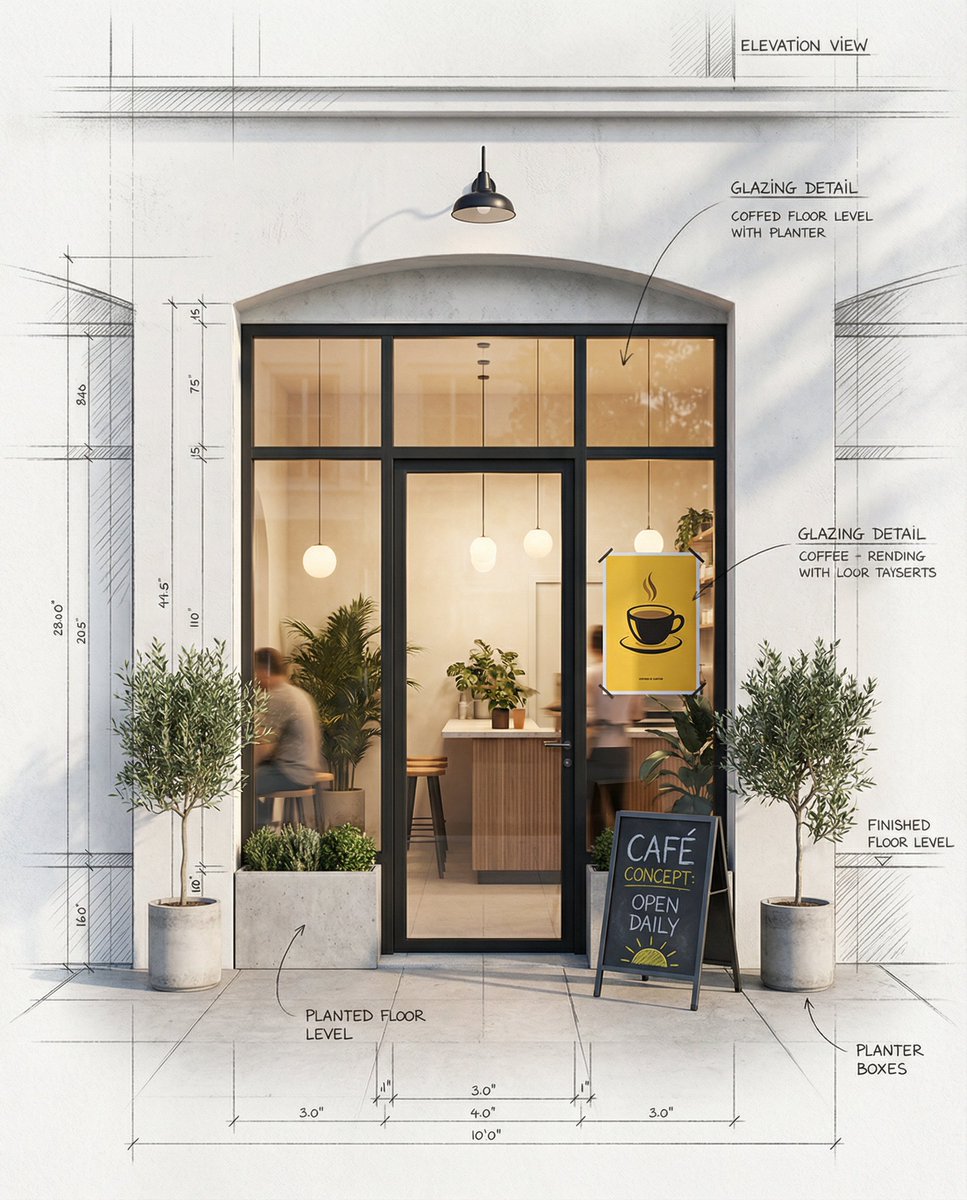 Architectural Concept Rendering: Sketch to Photorealism — example 1