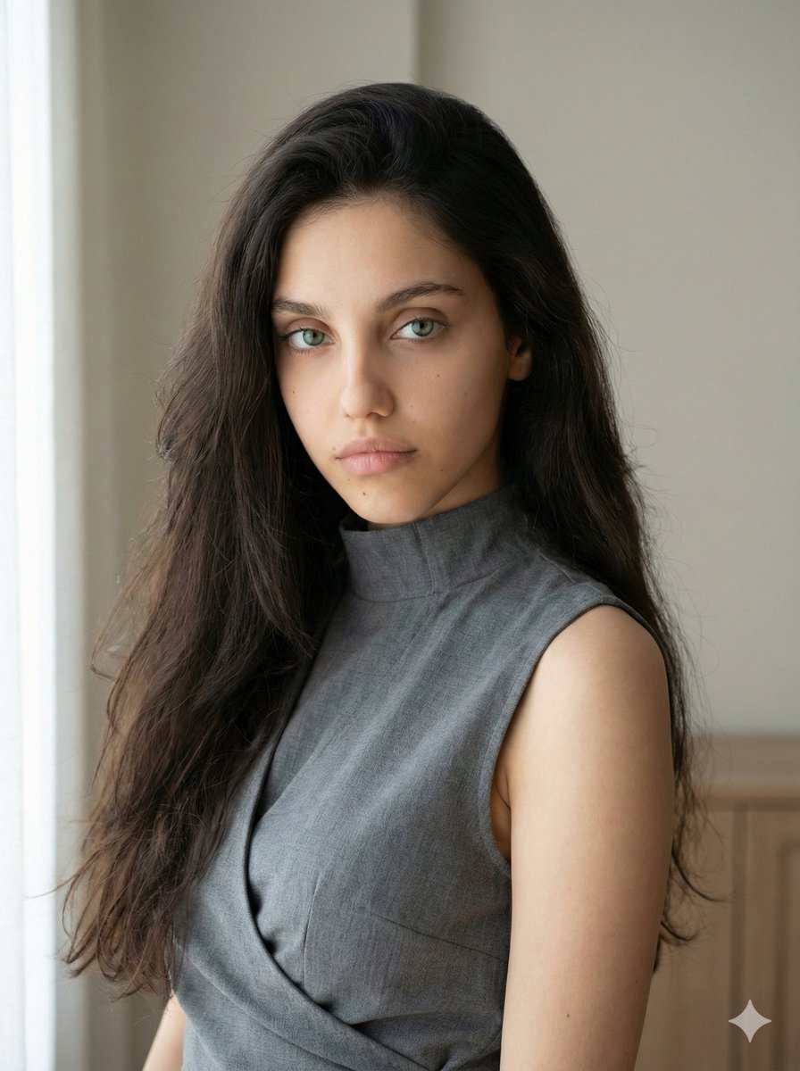 Minimalist Fashion Portrait with Sculptural Bodice — example 1