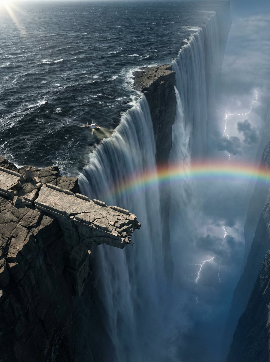 Ultra-Widescreen Tectonic Rift and World's End Scene Prompt in JSON — example 1