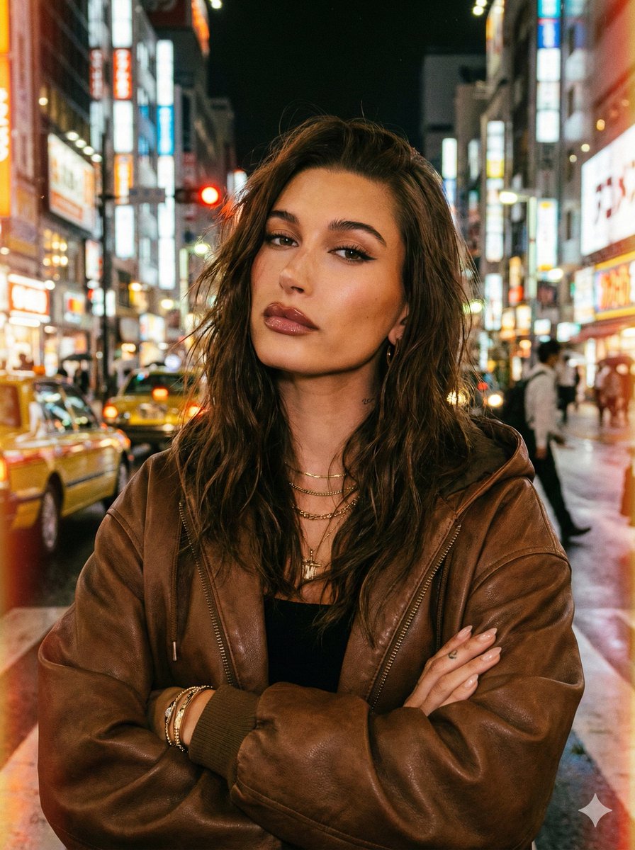 Moody Tokyo Night Street Portrait Prompt in JSON — example 1