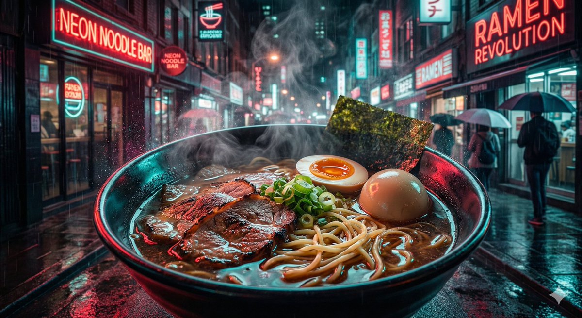 Cyberpunk Neon Street Food Advertisement Prompt — example 3