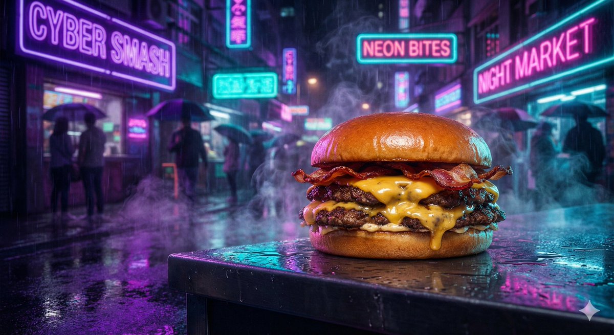 Cyberpunk Neon Street Food Advertisement Prompt — example 4