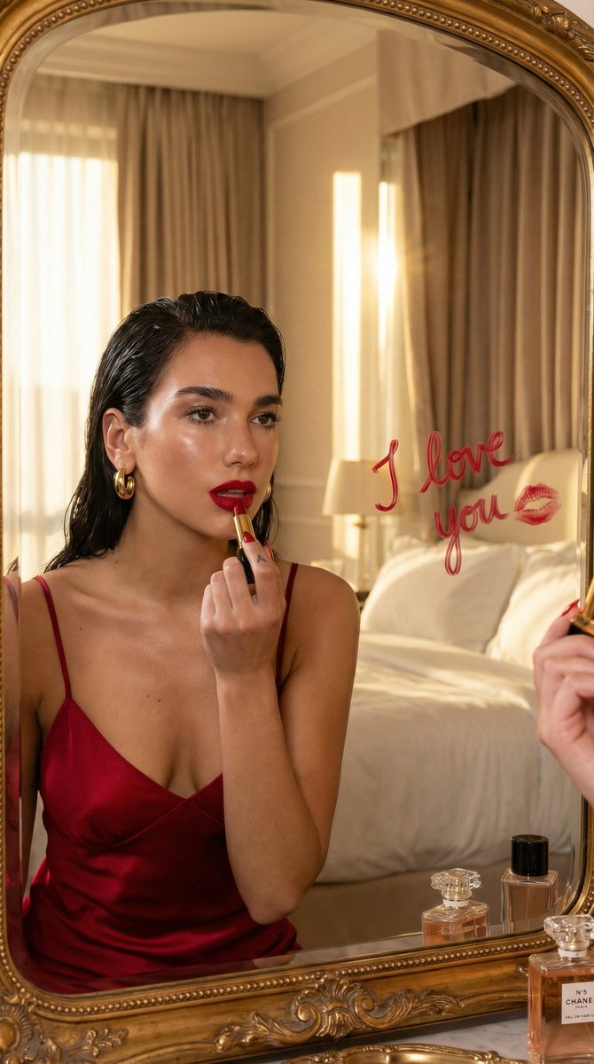Cinematic Portrait Prompt: Applying Red Lipstick (Duplicate) — example 2