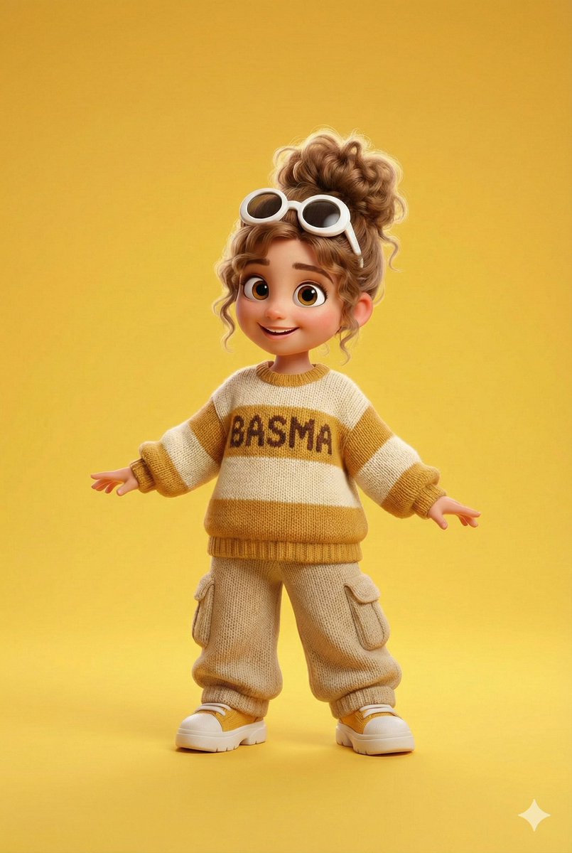 Pixar/Disney 3D Cartoon Character with Knitted Name