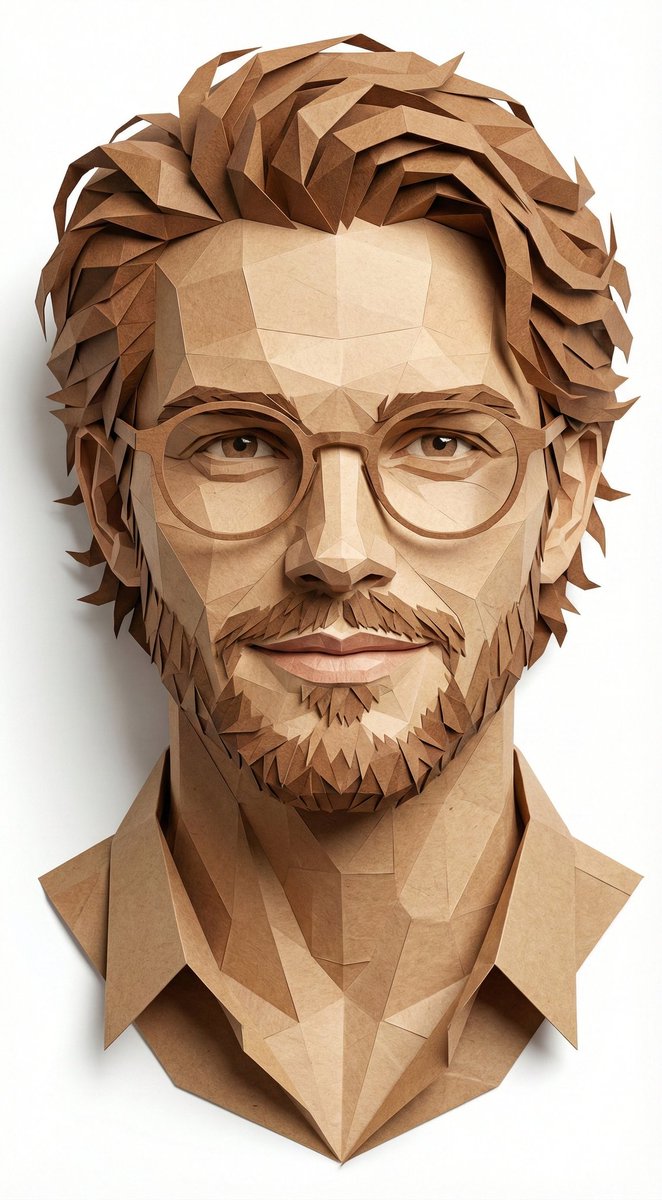 Digital Papercraft Portrait of a Young Man