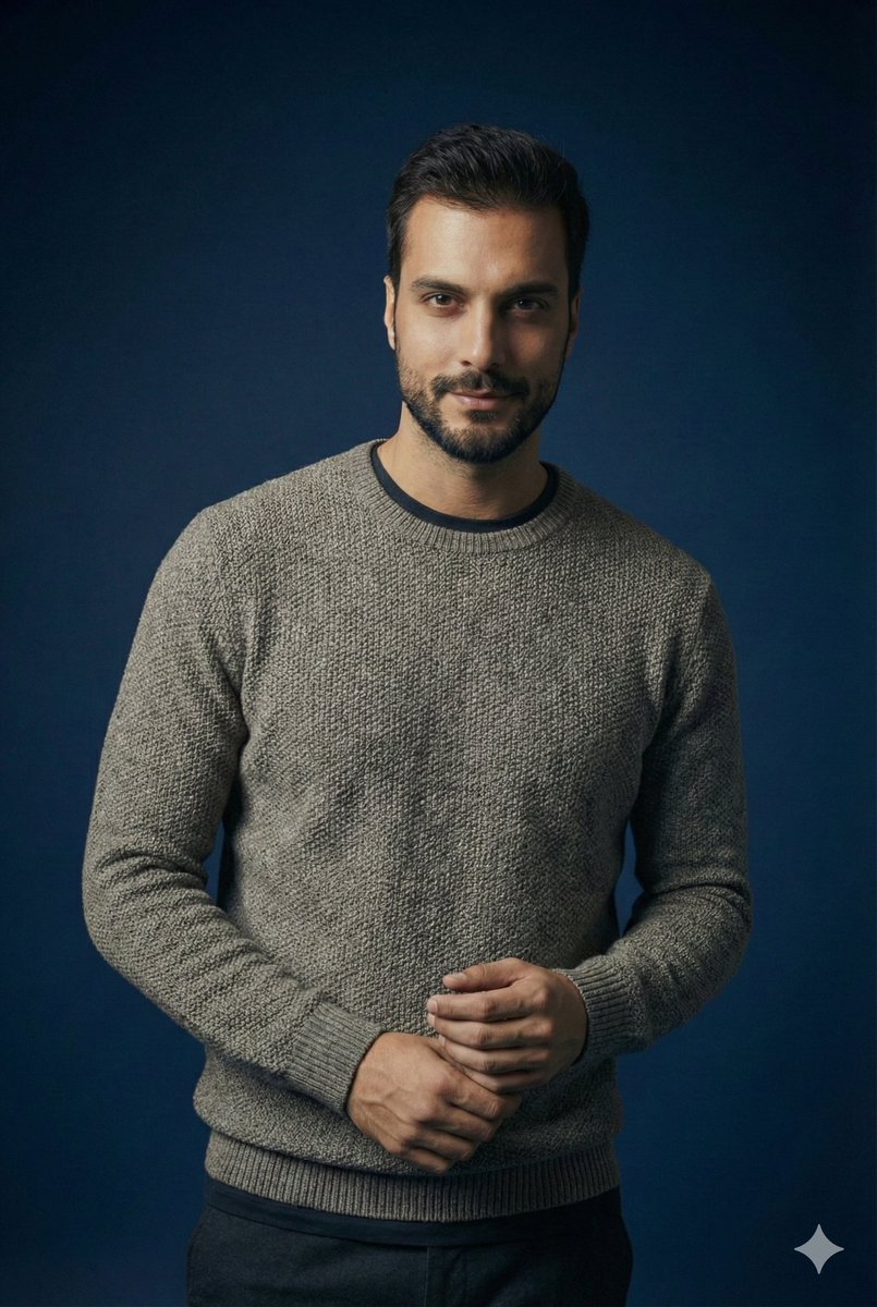 Studio portrait parameter-style prompt for a male subject — example 2