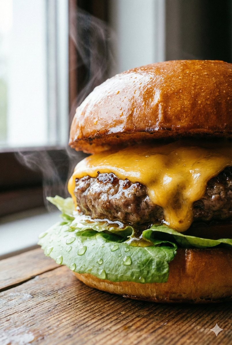 Macro Beef Burger Food Photography Prompt — example 1