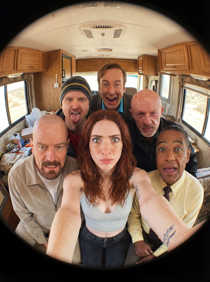 Fisheye selfie with movie characters using Nano Banana Pro — example 2