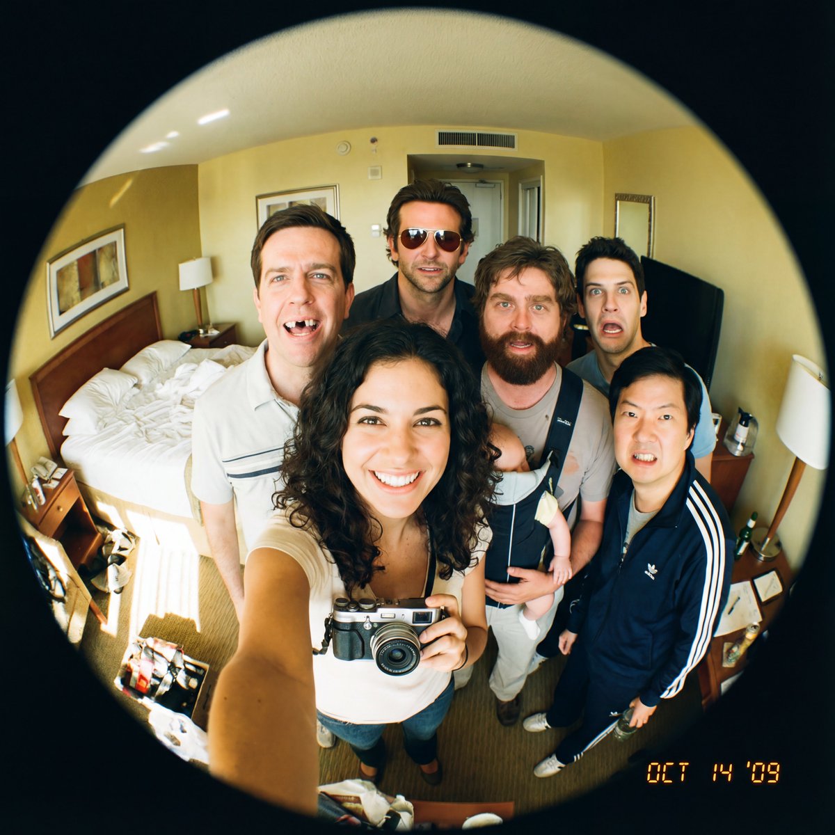Fisheye selfie with movie characters using Nano Banana Pro — example 3