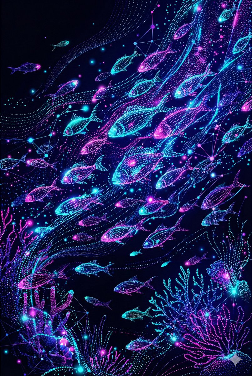 Neon Pointillism Cyberpunk Illustration — example 1