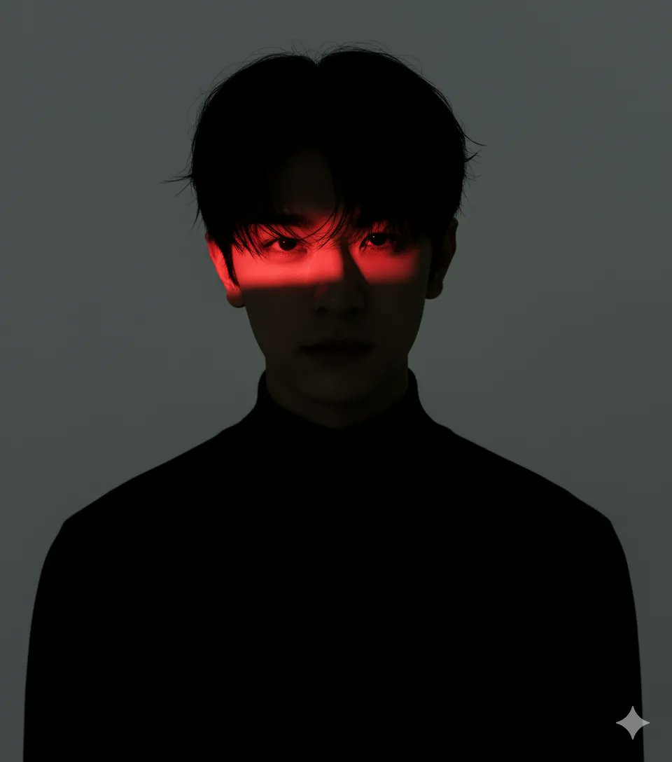 Dramatic Studio Portrait with Red Light Accent — example 2
