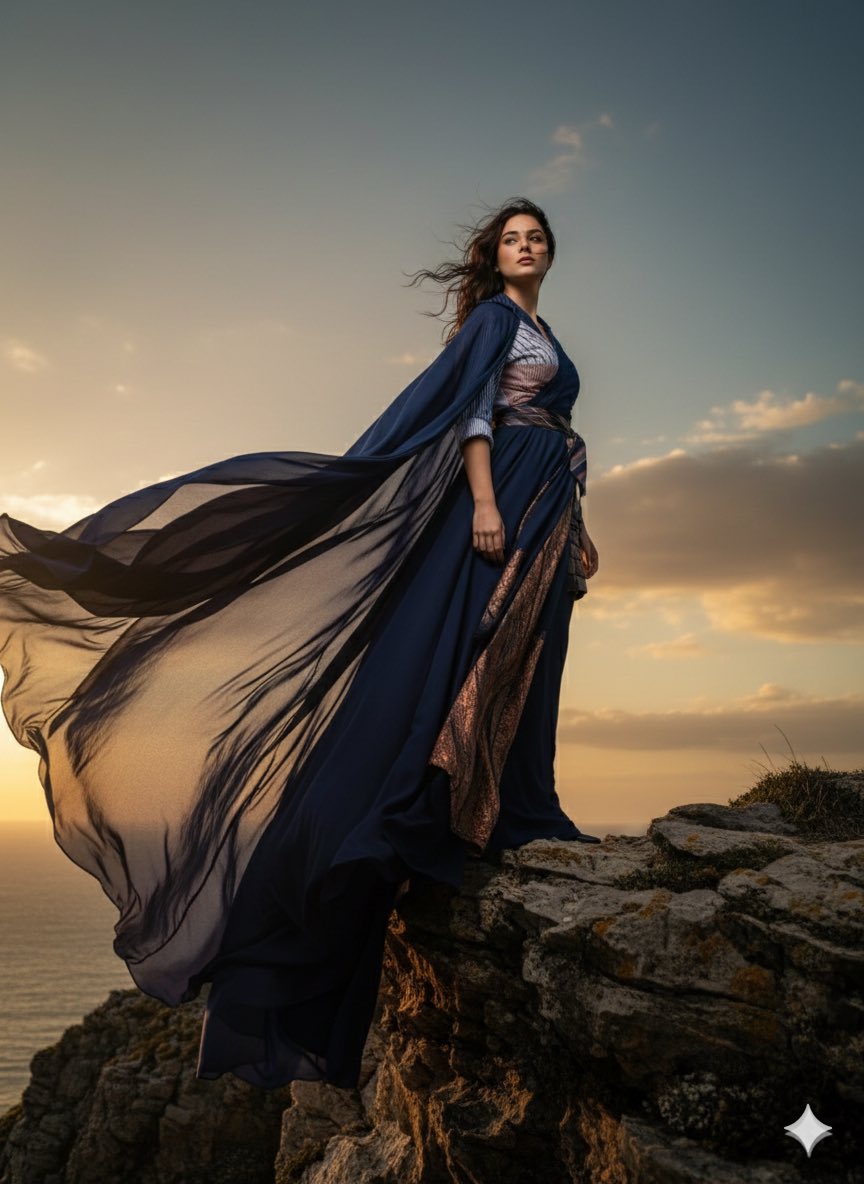 High-Fashion Cinematic Portrait Emphasizing Motion — example 1