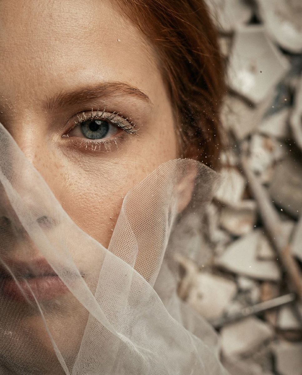 Surreal Macro Portrait with Porcelain Restoration Theme — example 1