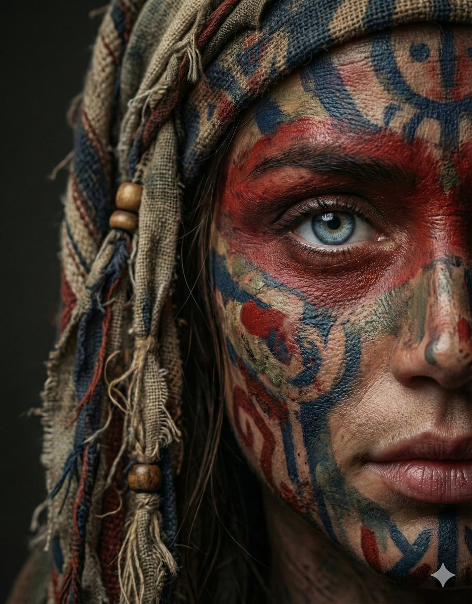 Ultra-Realistic Portrait with Tribal Markings and Painterly Realism — example 2